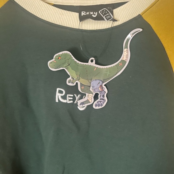 Dinosaur Graphic Sweatshirt in Green and Yellow - Picture 3 of 4
